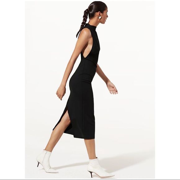 Aritzia Dresses & Skirts - ARITZIA-Babaton Black Mock Neck Deep Side Matheson Dress (Size:0)